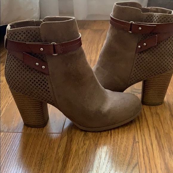 Shoes - Madden Girl Tan Booties with Belted Detail